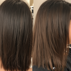 Lissage cheveux colorés – résultat lisse et brillant